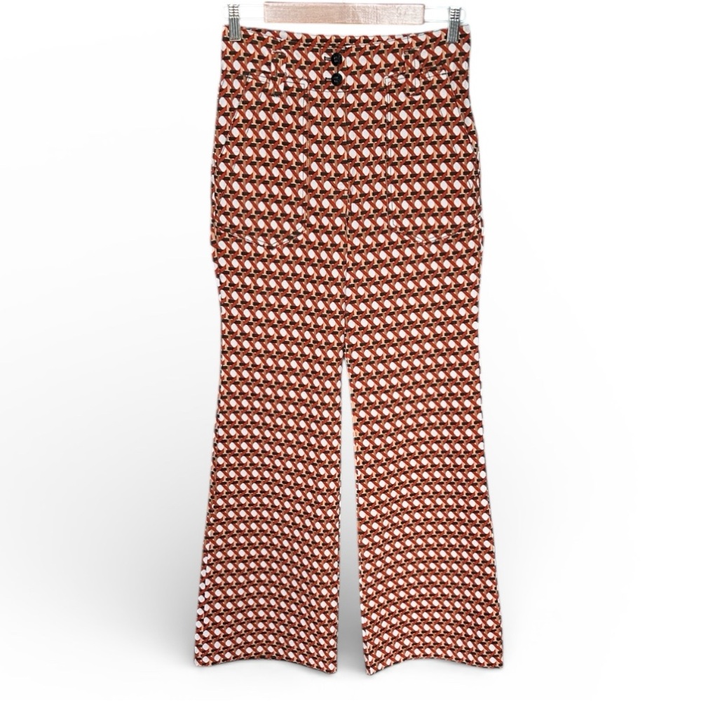 Maeve by Anthropologie The Naomi Wide-Leg Flare Pants in Geometric Pattern - Picture 2 of 8